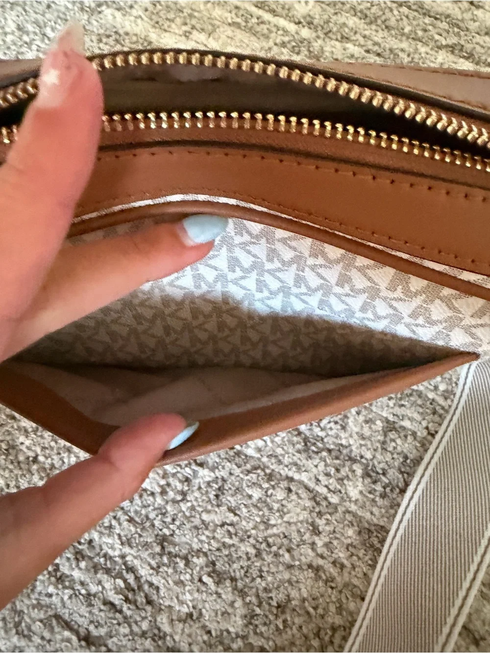 Michael Kors Beige and Brown Logo Crossbody with a matching wallet